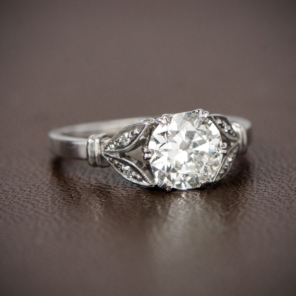 Antique Style Engagement Ring. 1.13ct Old Mine Cut Diamond