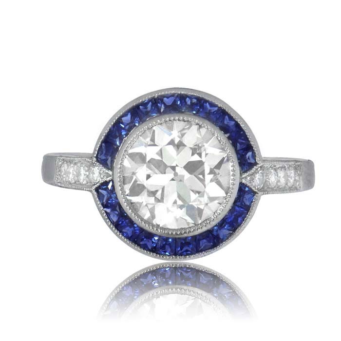 Estate Engagement Ring Vintage 1.88ct Diamond and Sapphire