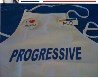 Three-Piece Flo Costume with Apron, Badge and Button.