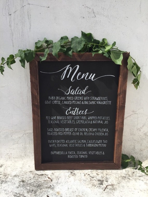 Chalkboard Dinner menu framed chalkboard by FromKellyWithLove
