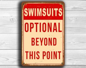 SWIMSUITS OPTIONAL POOL Sign, Pool Signs, Vintage style Pool Sign, Pool sign, Swimming pool sign, Outdoor Pool Signs, Pool Decor, pool party
