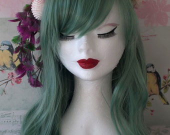 Seafoam green mermaid wig (heat resistant fibre) -hairband not included- Handstyled & Preserved