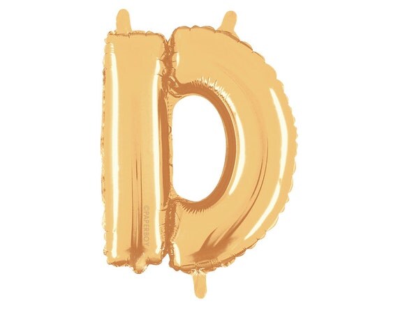 Gold Letter D Balloon 14 Mylar Foil Alphabet by PaperboyParty