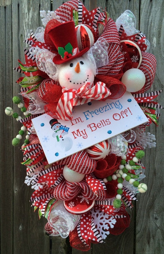 Snowman Wreath Snowman Door Snowman Decor Snowman Swag