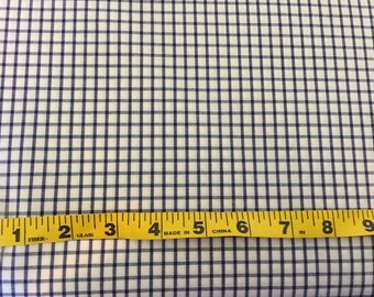 Navy and white Windowpane Check Fabric