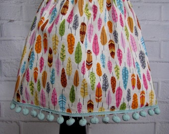 PomPom Feather Skirt ~ 2T Girls Skirt ~ 2 Year Old Colorful Feathers Skirt ~ Pom Pom Skirt for Girls ~ Multicolored Feather Skirt