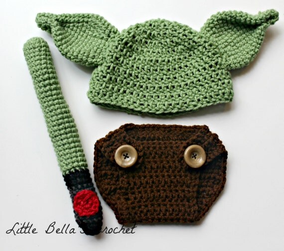 Yoda Crochet Baby Prop Costume Newborn 03 Months