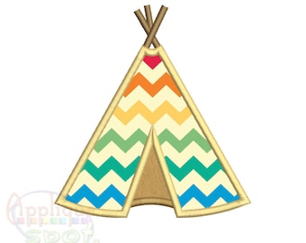 Teepee <3 sizes included: 4x4, 5x7, 6x10> Applique Design Embroidery Machine -Instant Download File