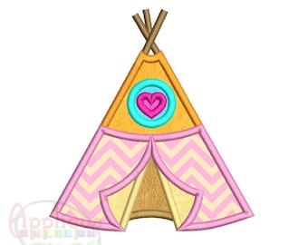 Teepee <3 sizes included: 4x4, 5x7, 6x10> Applique Design Embroidery Machine -Instant Download File