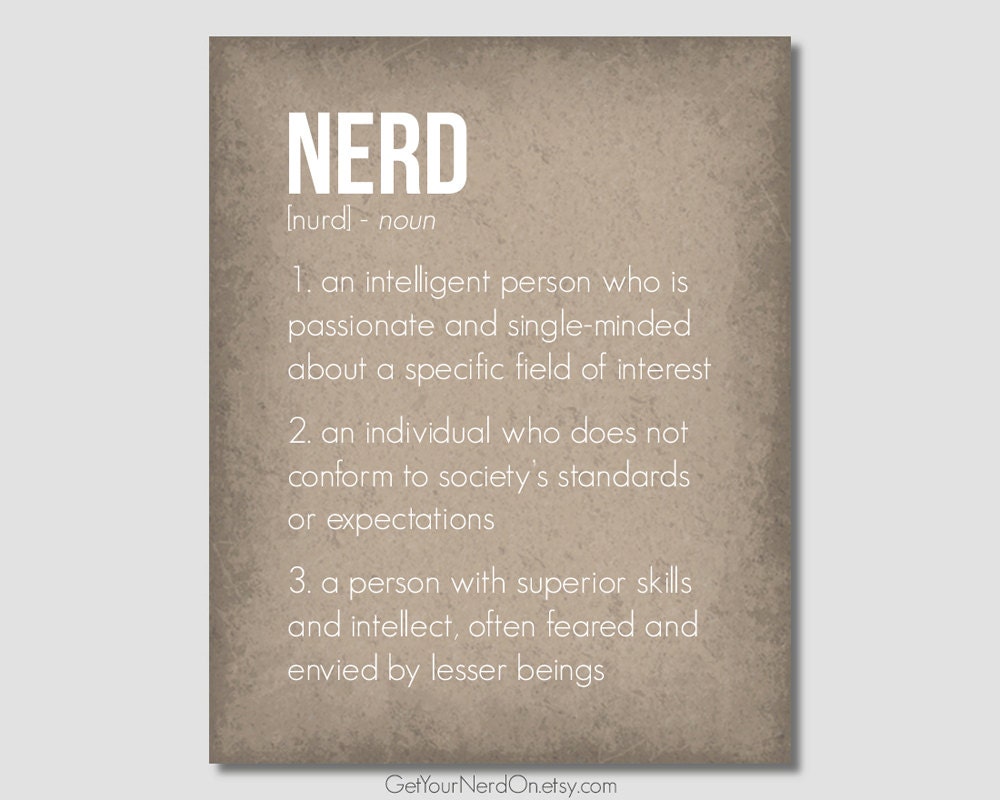 Nerd Definition Funny Art Print Nerdy Office Decor Nerd
