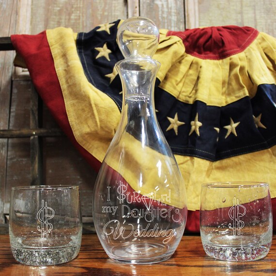 Engraved Wine Decanter & Glass Set I SURVIVED my