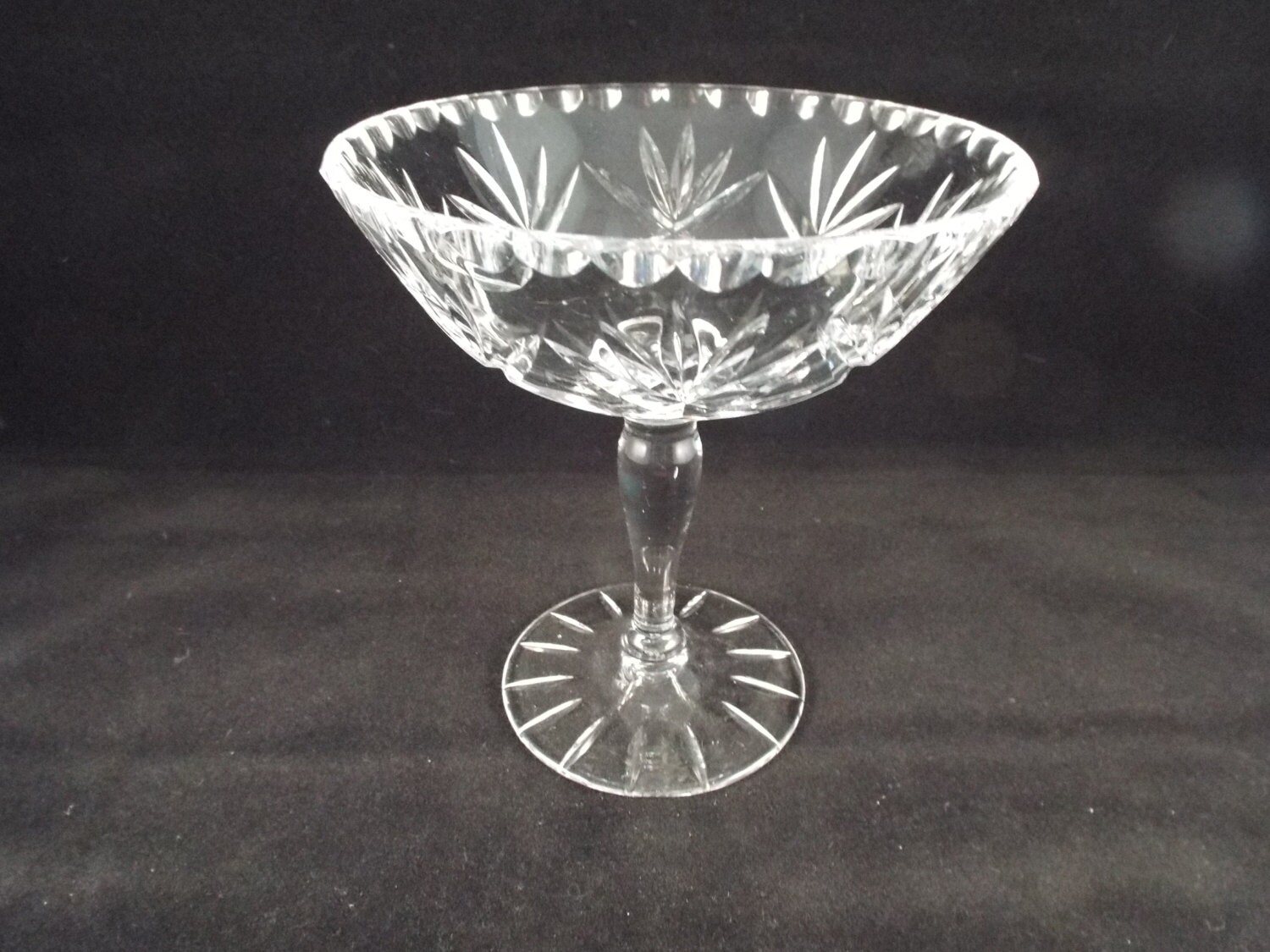 Heavy Cut Crystal Candy Dish Large Martini Glass Etched