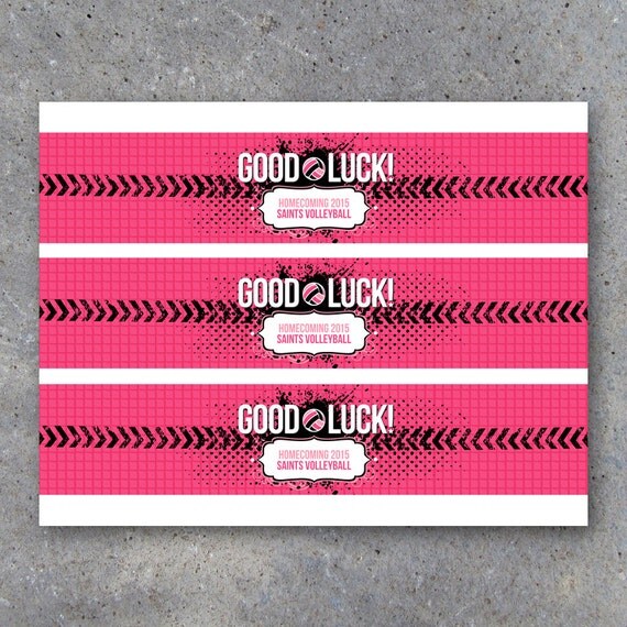 Volleyball GOOD LUCK Water Bottle Labels Printable Personalized Drink