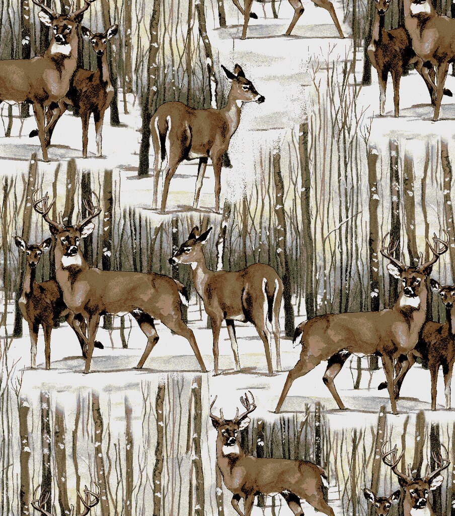 2 Yards of AntiPill Fleece Fabric Deer In Snow by SLVCrochetions