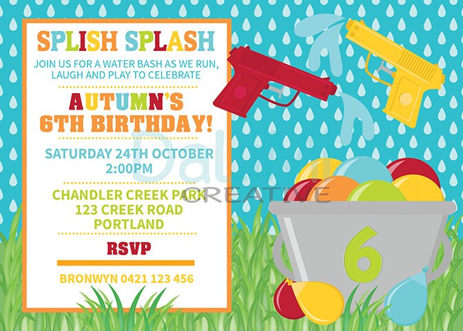 Water Birthday Party Invitations 8