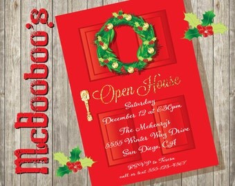 Christmas Open House Invitation with fun fonts and by McBooboos