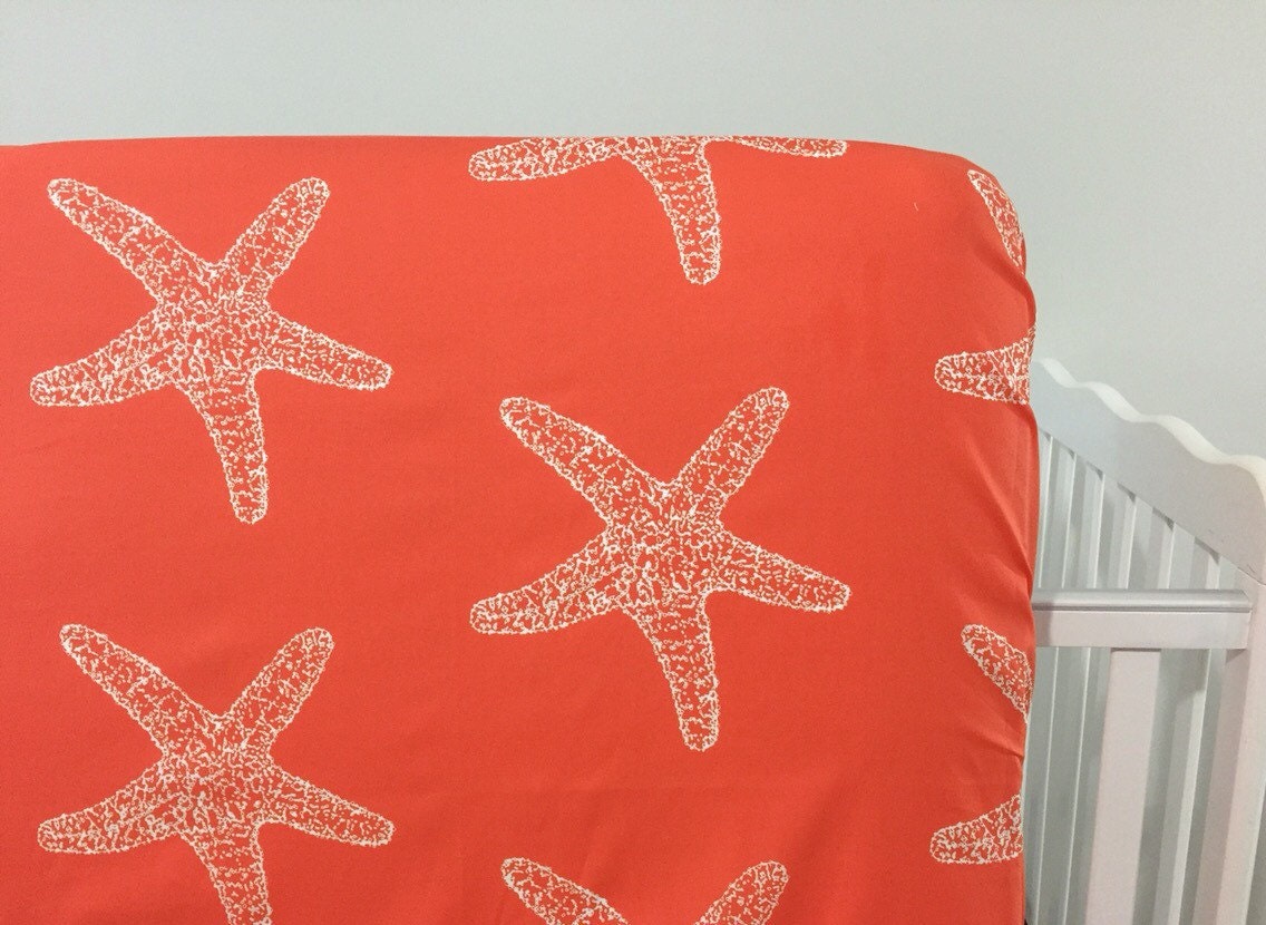 Nautical ocean starfish fitted crib sheet by LittleOasisNurseries