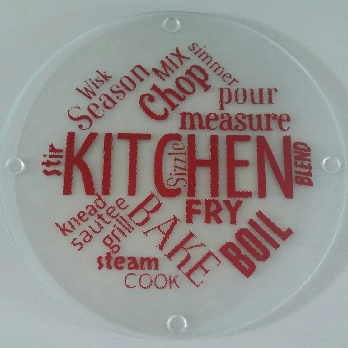 Round Glass Cutting Board Trivet Kitchen Sayings Cutting 