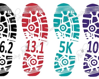 Shoe Print Marathon, Half Marathon, 5K, 10K, 15K, 20K, 25K, 30K Running Decal /Sticker for Car, Laptop or any non painted surface