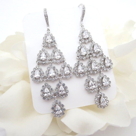 Crystal Wedding Earrings Chandelier Bridal By Theexquisitebride