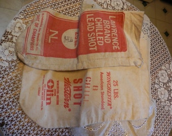 Pair Of Vintage Lead Shot Ammo Bags 26lbs Lawrence Winchester Olin Conn Illinois Shotgun