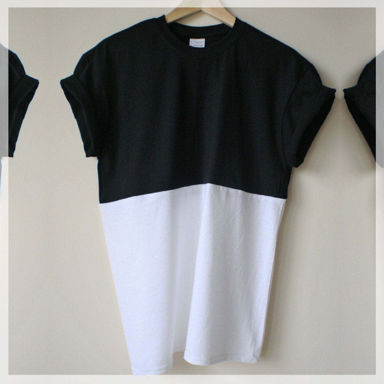 Black White Half Tone Cut n Sew T Shirt from WEAREAUTUMN.