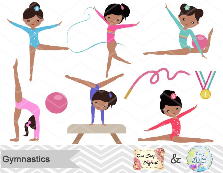 Clip Art Gymnast Clipart gymnast clip art etsy gymnastics digital clipart girls gymnastic girl african american 00204