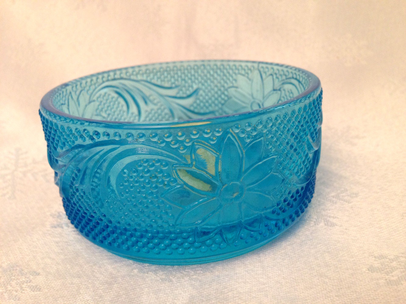 Indiana Glass Tiara Blue Bowl Tiara Puff Bowl No Lid