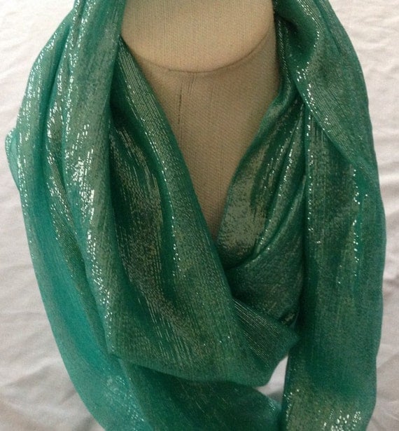 Jade green extral long scarf Seafoam Iridescent by BlingScarves