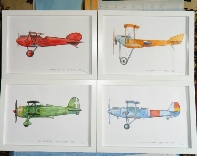 Vintage red airplane decor Propeller airplanes print Boys nursery art Aviation theme decor Boy's room wall art Transportation
