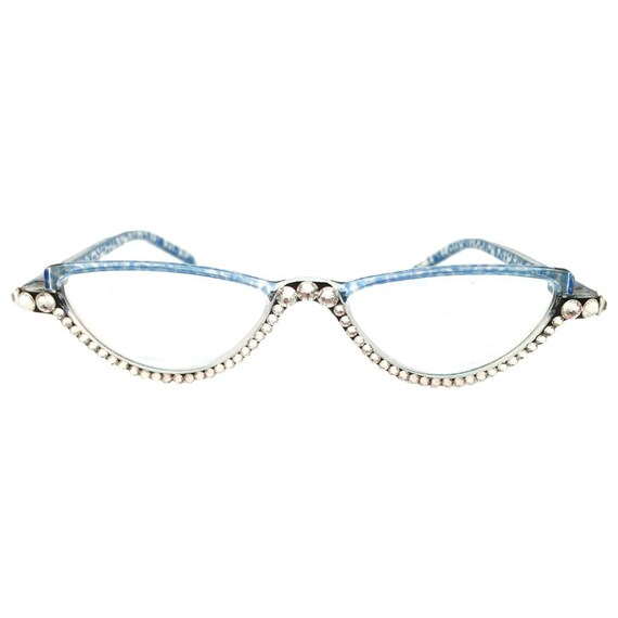 Spotted Blues Reading Glass Eye Glasses with Swarovski