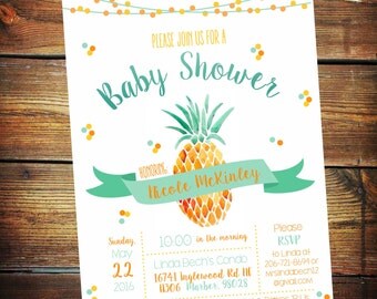Pineapple Invitation, Pineapple Baby Shower Invitation, Pineapple Baby Shower, Luau Baby Shower invitation, Pineapple Invite, Bridal Shower