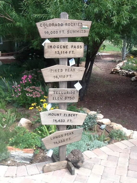 patina signs  trail signs,  signs, weathered,  Rustic rustic Colorado 14ers, trail peak