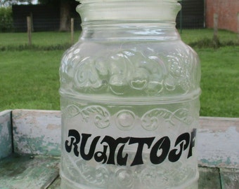 Vintage Rumtopf Clear Glass Counter Display Apothecary Jar
