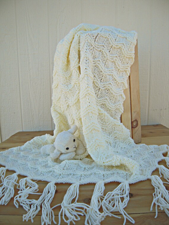Hand Knit Crib Blanket by GrannyArizona on Etsy