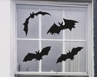 Bats 4 Set Vinyl Halloween Decals For Window or Door