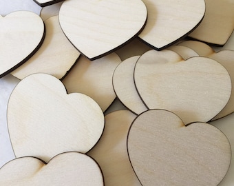 Wood hearts 2.5" wide - 25 unfinished wood hearts