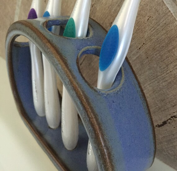Toothbrush Holder Ceramic Soft Blue