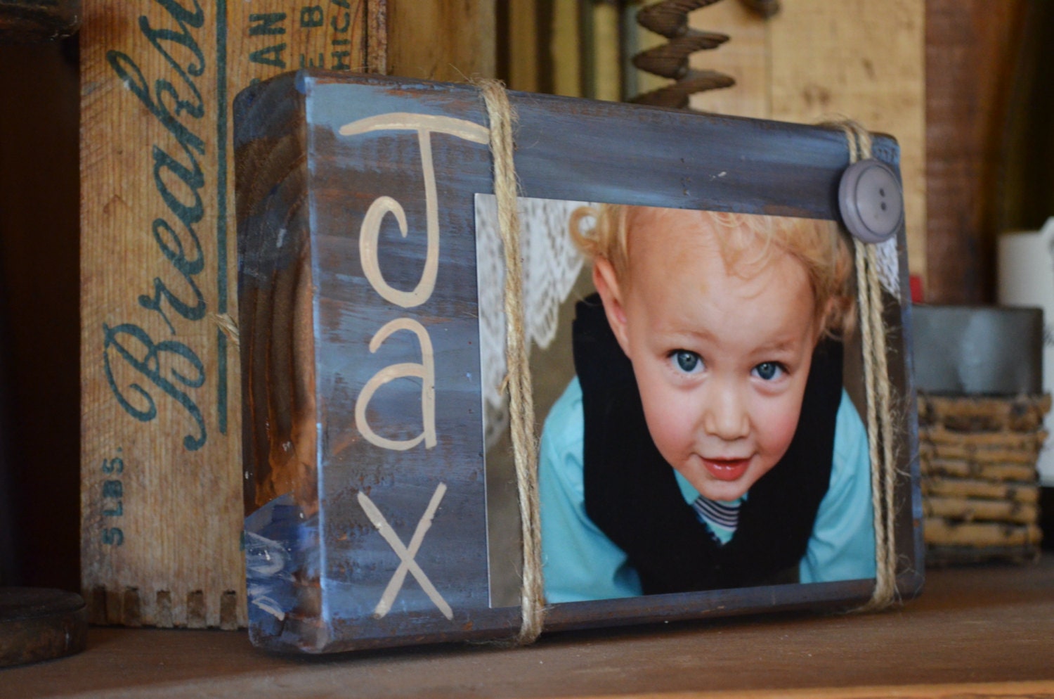 Block Photo Frame Photo Display Wood Block by TheLastBestPlaceBaby