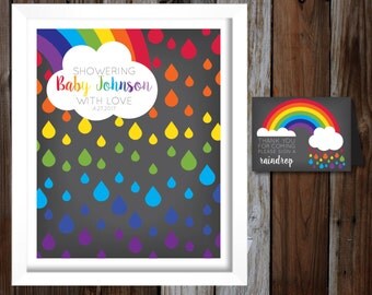 Printable Baby Shower Guest Book Alternative, Sign-In Poster, Pregnant After A Loss, Rainbow Baby, Chalkboard Style