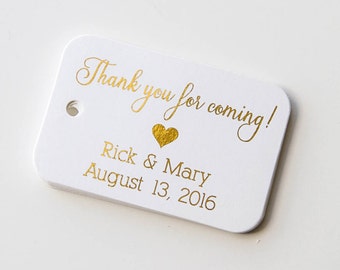 Thank You For Coming Tags, Gold Foiled Wedding Favor Tags, Small Wedding Favor Tags (RR-026-F)