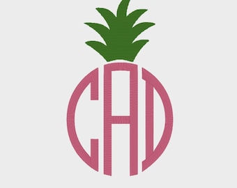 Pineapple Monogram Topper Embroidery file in 3 sizes in Multiple file formats for most machines - INSTANT DOWNLOAD - Item #2012