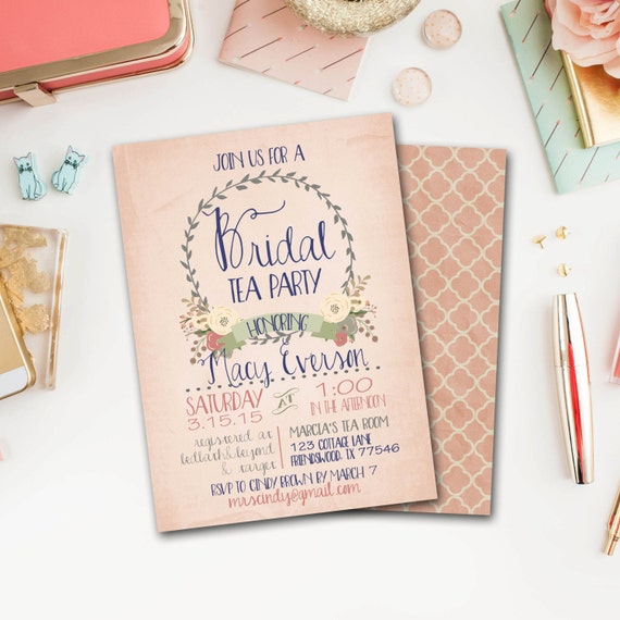 Bridal Tea Invitation Bridal Shower Invite By Artbyheartprints