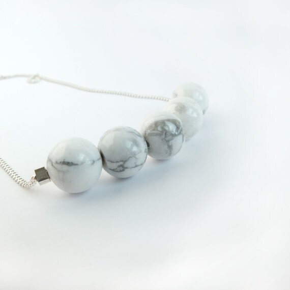 white marble and silver necklace modern geometric necklace