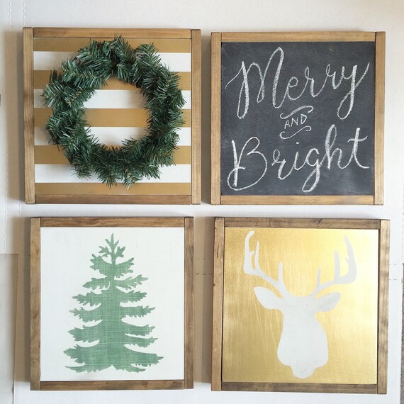 Items similar to Christmas gallery wall, Christmas signs, deer antlers