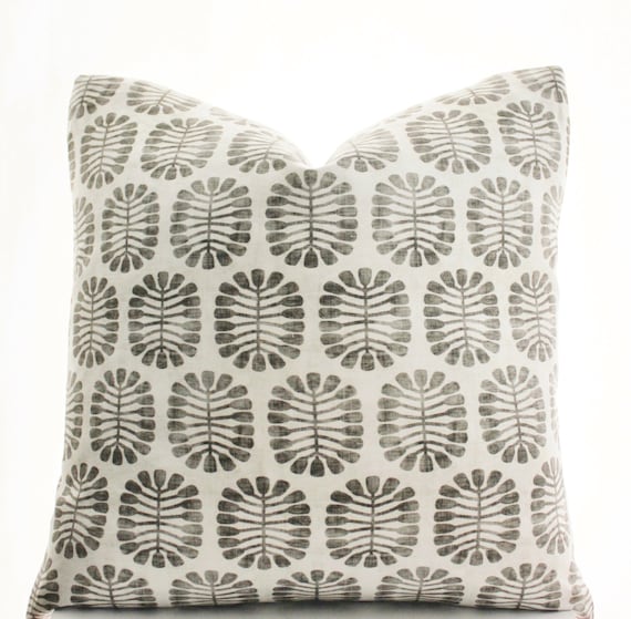 Block Print Inspired Pillow Cover, Handmade, Black, Gray, White, Various Sizes, 18x18, 20x20, 22x22