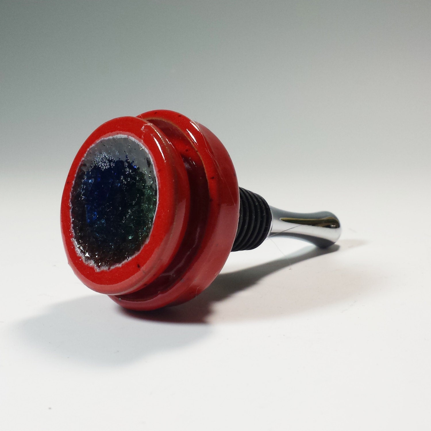 Ceramic Wine Bottle Stopper,Pottery Wine Bottle Stopper,Fused Glass and