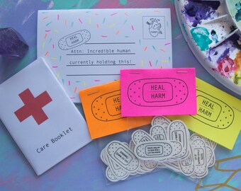 Heal over Harm | Self-Harm care pack | Self-Care Temporary Tattoos | Band-Aid Tattoos | Self-Help | Mental Health