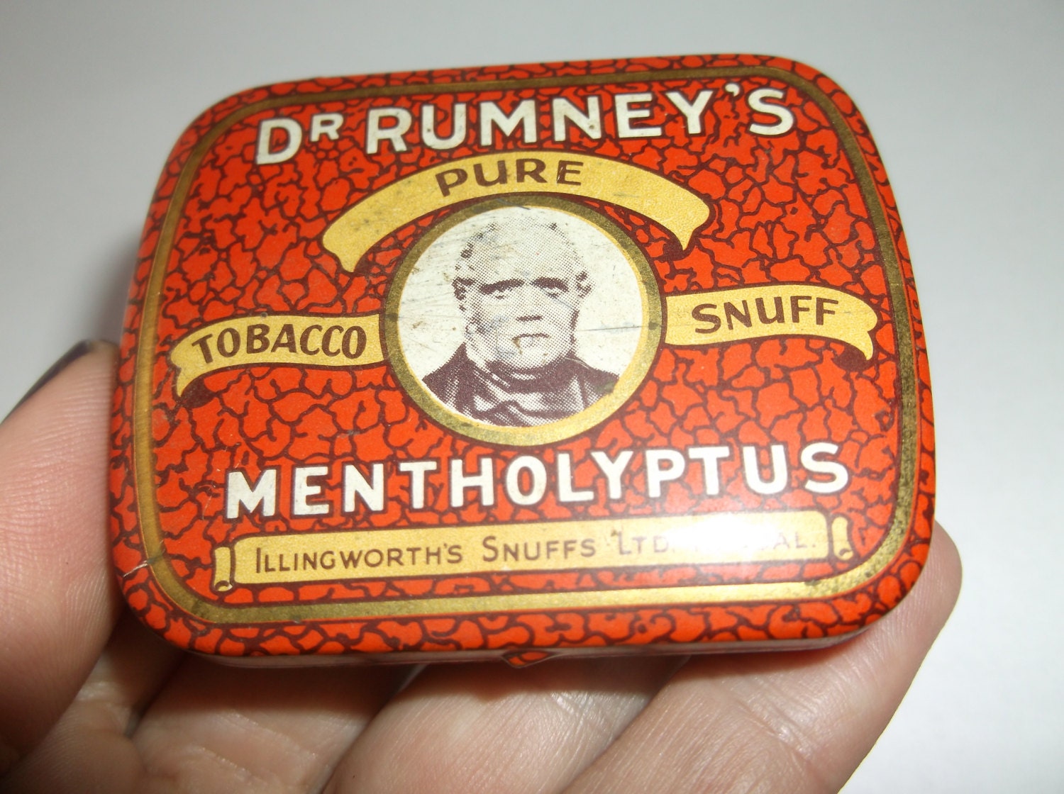 Vintage Dr. Rumney's Snuff Tin English Snuff Tin box