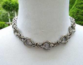 BDSM Collar, Byzantine Chainmaille Collar, Submissive Slave Fetish Day Collar Stainless Steel